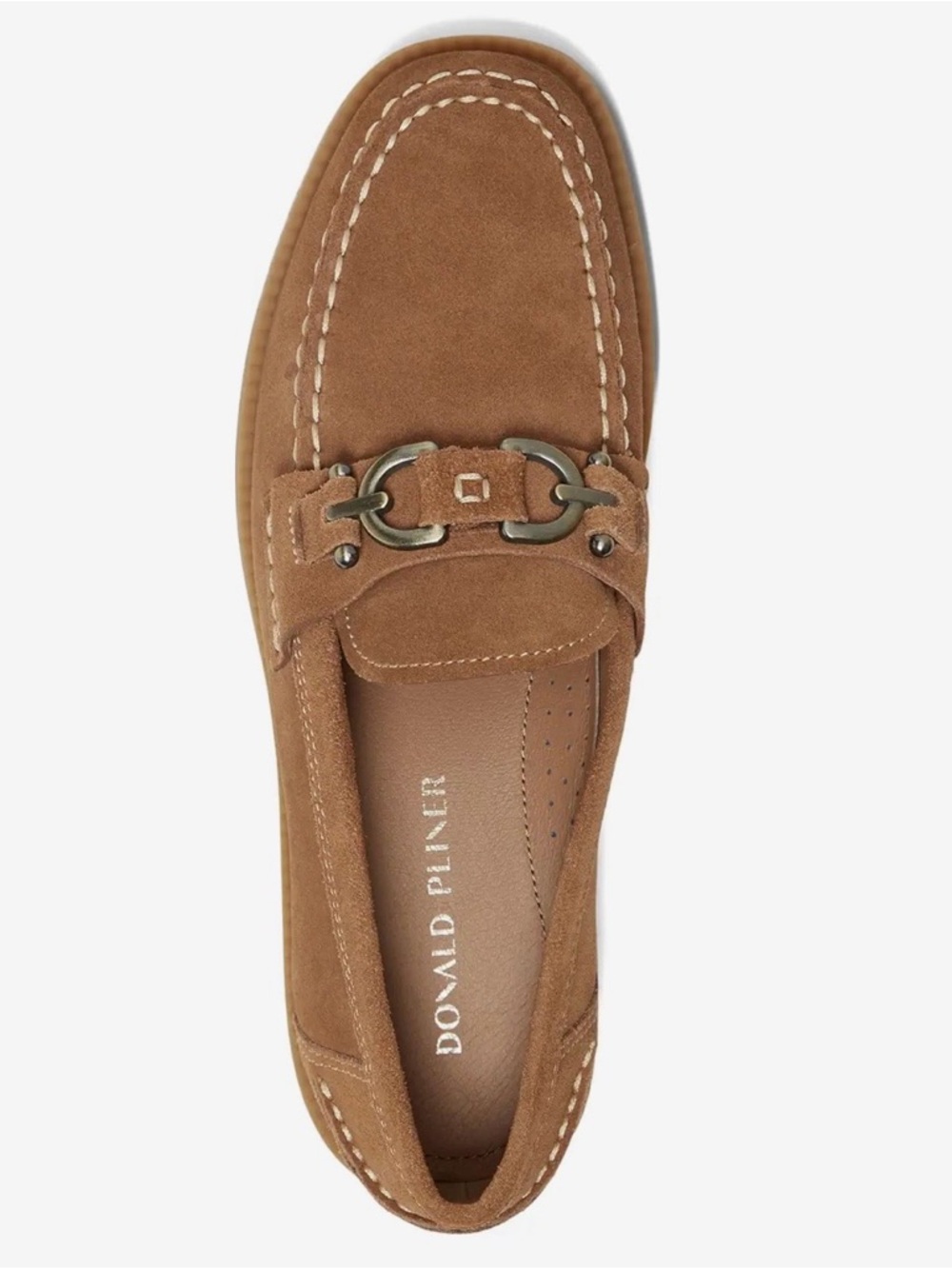 Donald J. Pliner Tan Suede Bit-Detail Slip-On Loafer